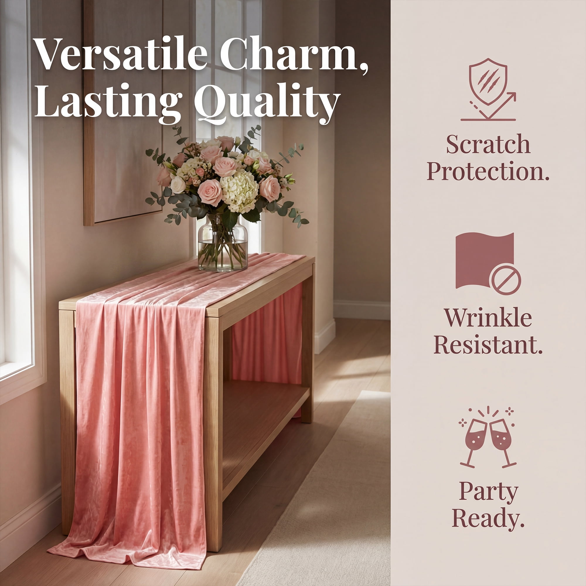 Unique Bargains Birthday Decorations Long Polyester Kitchen Runner Pink 27.6x118.1in