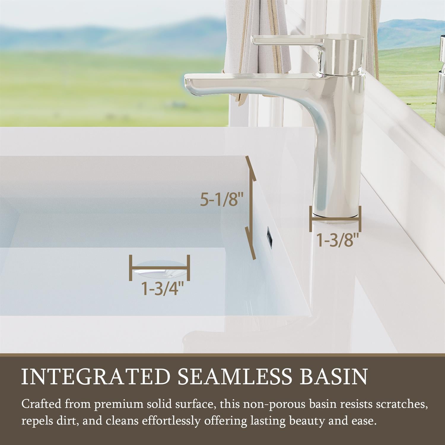 Demi Bonn 24" Floating Bathroom Vanity with Sink, Resin Top Basin and 2 Soft Close Drawers, Faucets and Drains Not Included, White