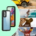 thumbnail image 3 of SaniMore for Samsung Galaxy A33 5G IP68 Waterproof Case with HD Screen Protective Film, Ultra Clear Side Anti-Slip Dustproof Snowproof Transparent PC + Soft TPU Heavy Duty Protection Shell, Grassblue, 3 of 13