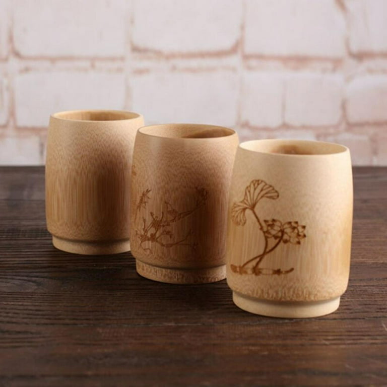 Brand Clearance! Engraving Tea Cup Natural Bamboo Joint Wine Tea Cup for  Home Tea Table Decoration Tea Ceremony Lotus Magpie Cups