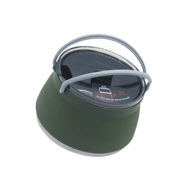 Collapsible Camping Silicone Cook Pot Travel Foldable Kettle Tea Pot Green