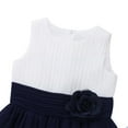 thumbnail image 5 of YONGHS Flower Girls Pleated Chiffon 3D Petal Bridesmaid Dress for Wedding Pageant Party Ball Gown White&Navy Blue 14, 5 of 7