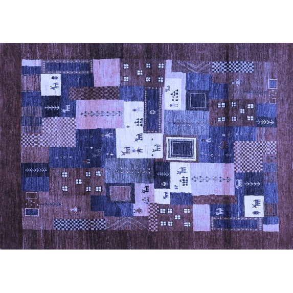 Ahgly Company Indoor Rectangle Abstract Blue Contemporary Area Rugs, 3' x 5'