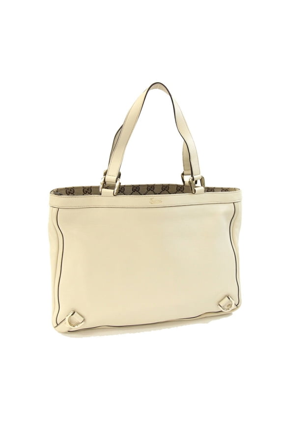 Pre-Owned Gucci Abby Tote Bag 170004 Ivory Leather Shoulder for Women GUCCI
