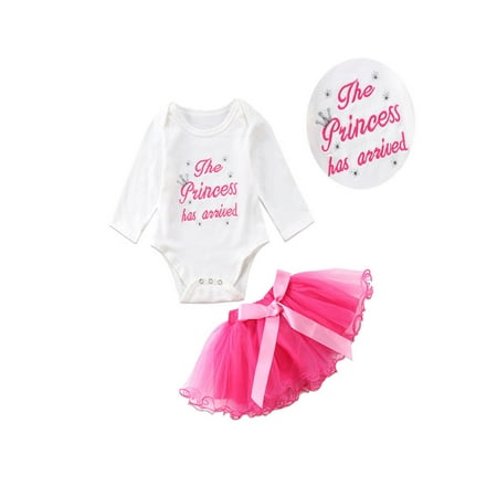

Newborn Baby Girl Princss Outfits Clothes Romper Tops+Tulle Tutu Skirts Dress