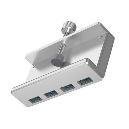 Desktop USB 3.0 Hub with Clip Four Ports, Aluminum Alloy, 100cm Cable, Universal for Any Display, Plug and Play
