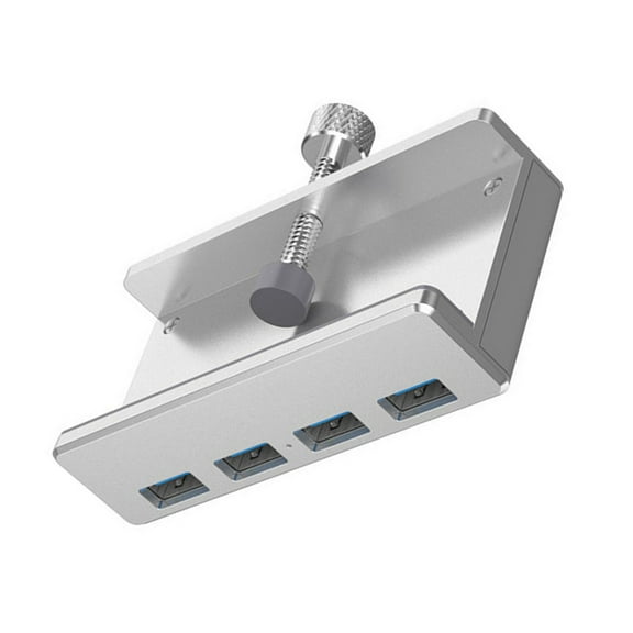 Desktop USB 3.0 Hub with Clip Four Ports, Aluminum Alloy, 100cm Cable, Universal for Any Display, Plug and Play