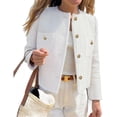 thumbnail image 3 of Long Sleeve Women's Tweed Jackets Business Button Down Casual Cropped Blazer with Pockets, 3 of 6