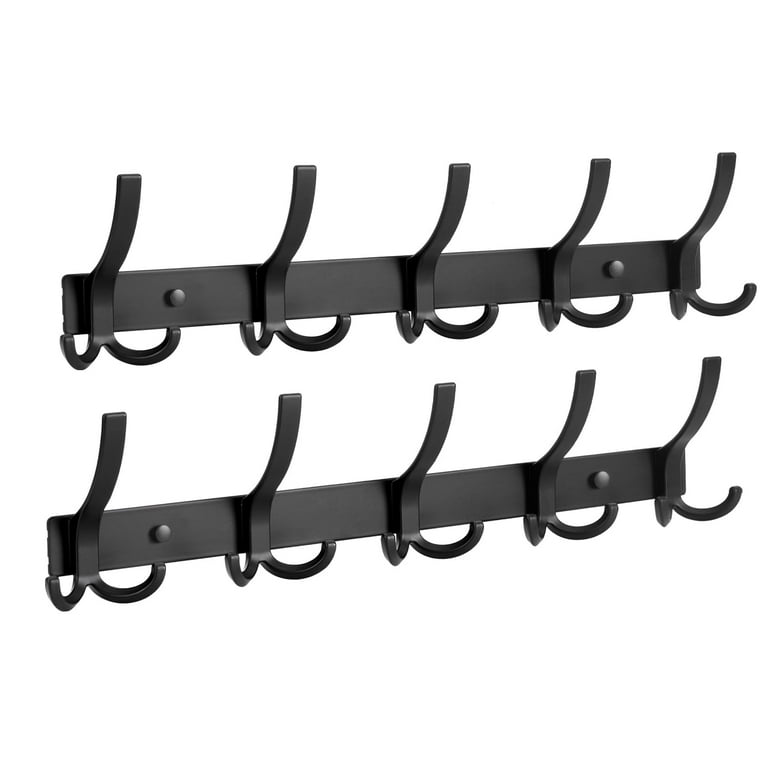 Optish 2-Pack Wall-Mounted Coat Rack, 16-Inch Black photo 3
