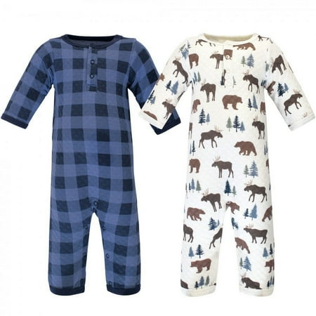 UPC: 0660168595352 | Hudson Baby Infant Boy Premium Quilted Coveralls 2pk  Moose Bear  3-6 Months