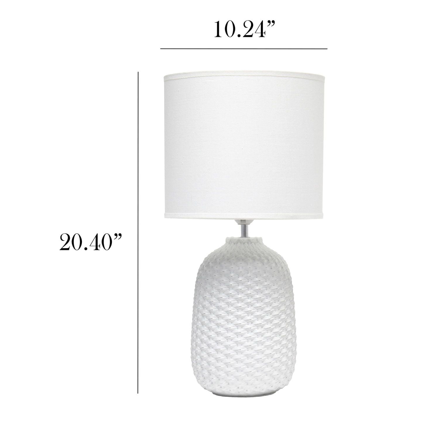 Simple Designs 20,4 "de haut Lampe de bureau de table de chevet traditionnelle en céramique à texture épurée avec abat-jour en tissu pour la décoration intérieure, chambre à coucher, salon, entrée, bu