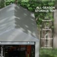 thumbnail image 3 of 4x6ft Outdoor Storage Shed Tent, Light Grey Portable Motorcycle & Bike Cover with UV-Resistant PE Canopy and Galvanized Steel Frame for Garden Tools, Patio or Backyard Use, 3 of 7