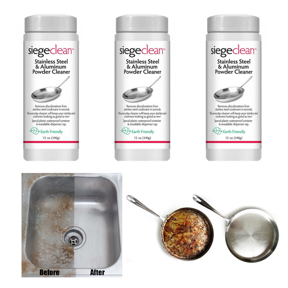 3 Siege Clean Stainless Steel Aluminum Powder Cleaner Polish Sink Shine