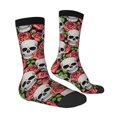 thumbnail image 4 of Yiaed Skull and Roses Print Great elasticity Crew Socks Sports socks for Men and Women, 4 of 5