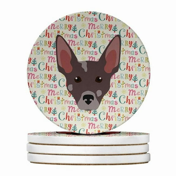 Peruvian Hairless Dog Merry Christmas Large Sandstone Coasters Pack of 4 4 in x 4 in