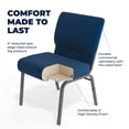 thumbnail image 6 of Flash Furniture 21''W Stacking Church Chair in Navy Blue Fabric - Silver Vein Frame, 6 of 14