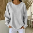 thumbnail image 4 of Women's Striped Crewneck Sweatshirt Oversized Long Sleeve Pullover Hoodless Tops Loose Casual Loungewear Gray S, 4 of 7