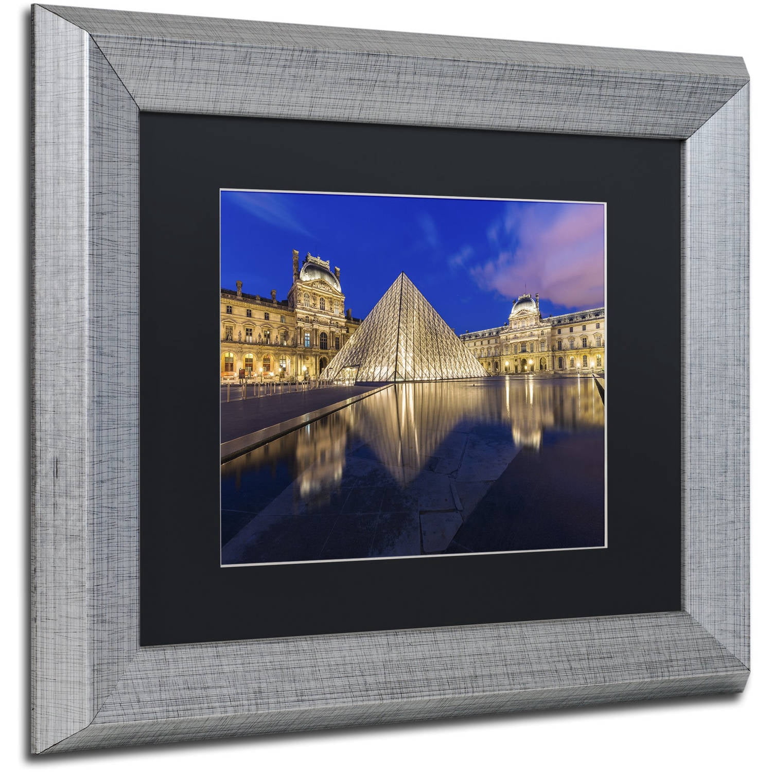 Trademark Fine Art "Golden Hour in the Louvre" Canvas Art by Mathieu Rivrin, Black Matte, Silver Frame