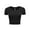 BLACK, variant on Women's Casual Slim Fit Short Sleeve Crew Neck Basic Crop Top T Shirts