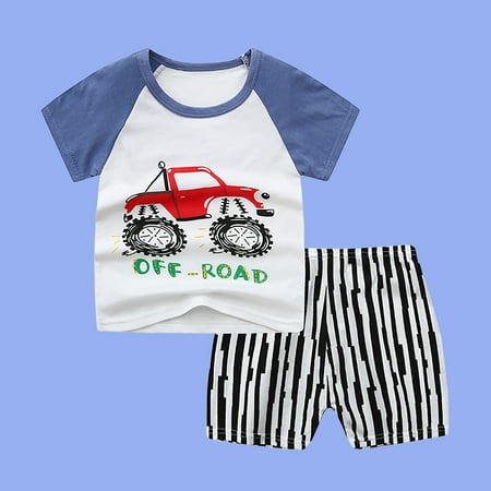 

Simplmasygenix Summer Toddler Tops Shorts Short Sleeve Toddler Boys Cartoon Print Pattern Clothes Summer Two-piece Sute