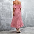 thumbnail image 6 of Womens Summer Dresses Casual Plaid Print Off Shoulder Pockets Long Dress Ladies Sleeveless Beach Dresses, 6 of 6