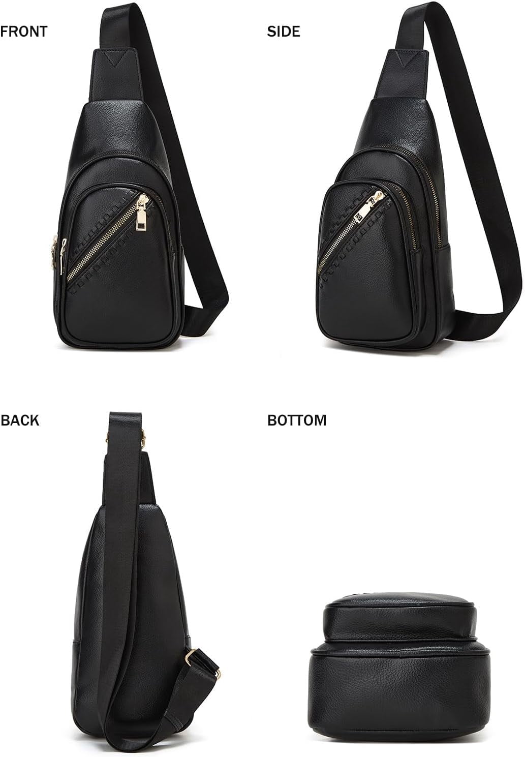 Small Sling Bag for Women, Vegan Leather Fanny Pack Crossbody Bags for Women, Chest Bag With Wide Strap