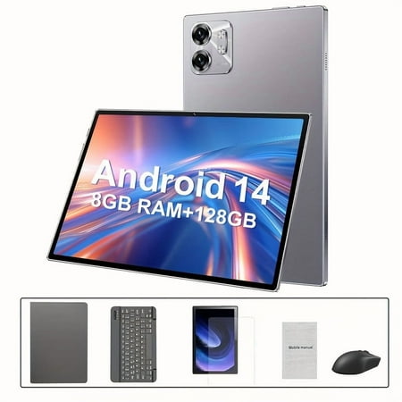2025 10.1" Smart Tablet - 8+128GB, Expandable Storage, HD Display & Cameras - Perfect Holiday Gift for Christmas, Birthdays & More