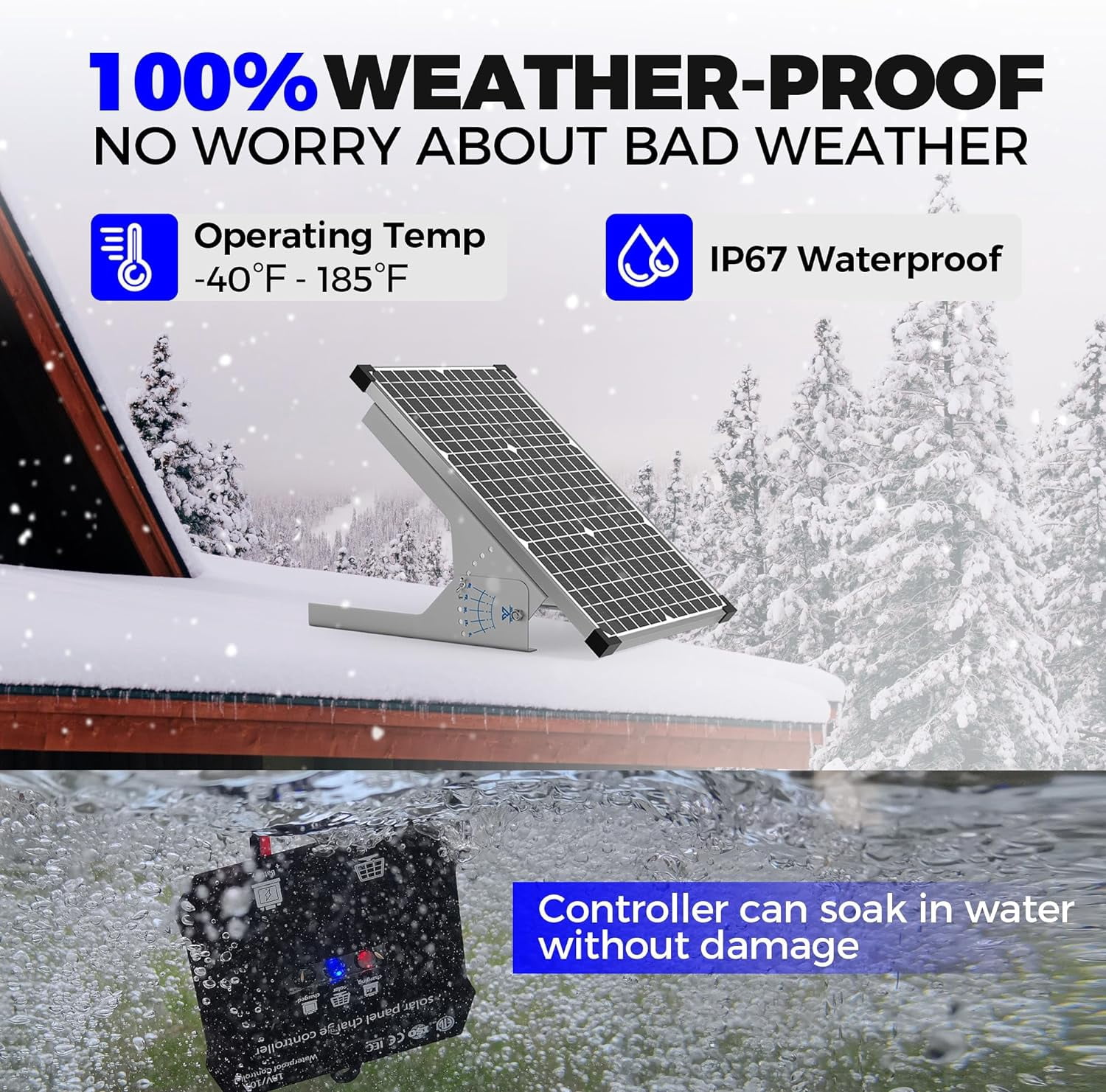 Voltset 30W Solar Panel Kit, 12v Solar Battery Trickle Charger Maintainer + 10A MPPT Charge Controller + Adjustable Mount Bracket,Waterproof Solar Panel Battery Charger for Car Boat Marine RV Roof