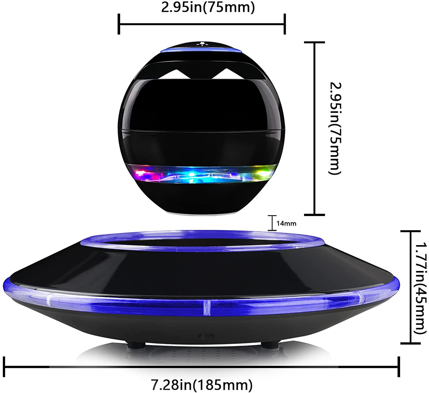 vieren hetzelfde Zachtmoedigheid Magnetic Levitating Speaker, Khorne Levitating Bluetooth Speakers with Led  Lights, Wireless Floating Speaker with Bluetooth 5.0, 360 Degree Rotation,  Home Office Decor Cool Tech Gadgets Gifts - Walmart.com
