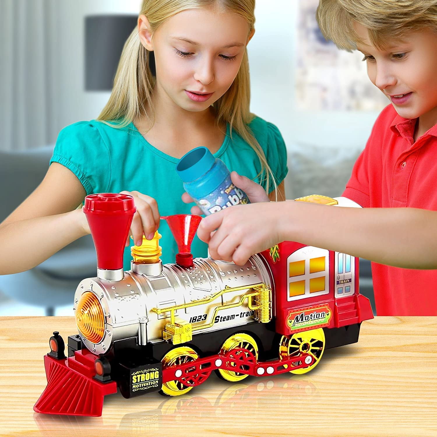 ArtCreativity Bubble Blowing Train with Lights, Music and Movement - Battery Operated, 1 Count