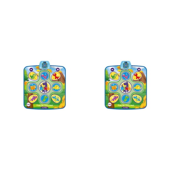 Bewildely Tapete de baile, juguetes para niños, juego de juguete, música electrónica, manta de actividad, almohadilla para bebé, ajustable patrón de dinosaurio 90*90cm 2Conjunto