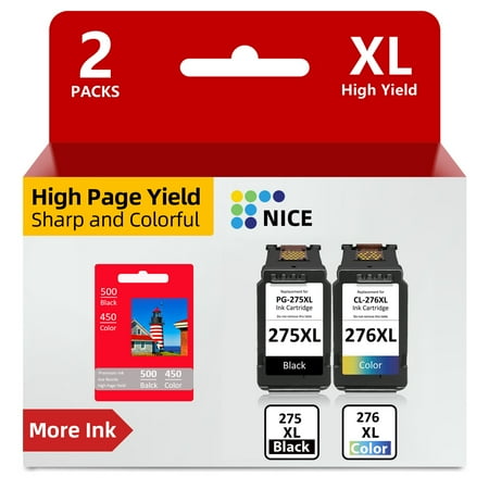 276XL Color Ink for Canon PG 275 CL 276 Ink Cartridges for Canon 275 276 Black and Color Ink for PIXMA TS3520 TS3522 TS3500 TR4720 TR4722 TR4700 Printer