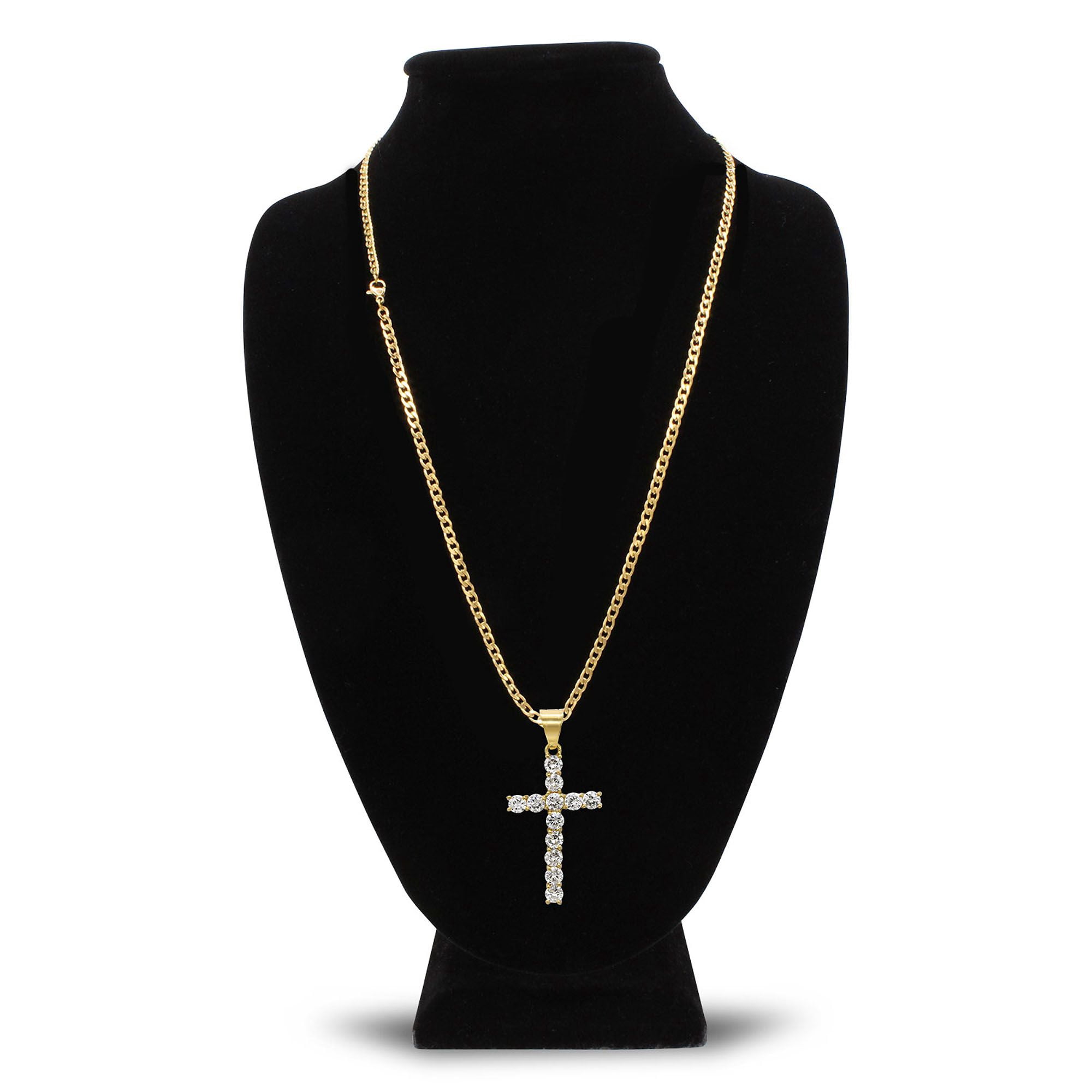 Cross Cubic Zirconia Pendant Cuban Link 