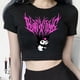 thumbnail image 5 of Top corto Kawaii Kuromi de dibujos animados para mujer, camiseta recortada Sanrio Kuromi, camiseta de Manga, camiseta estampada, ropa de calle, camisetas para mujer, 5 of 6