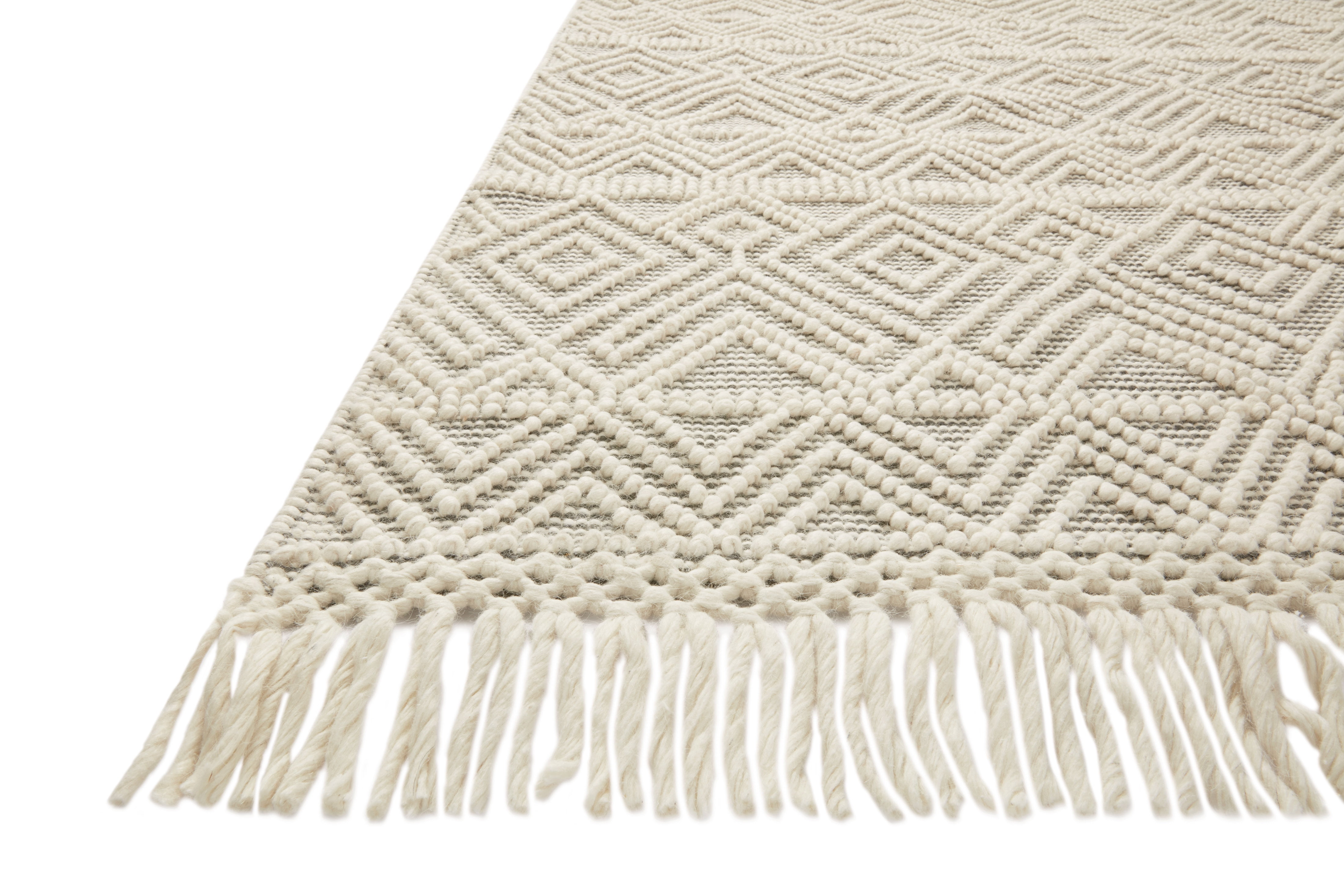 Loloi Noelle Ivory / Grey Geometric Area Rug 18" x 18" Sample