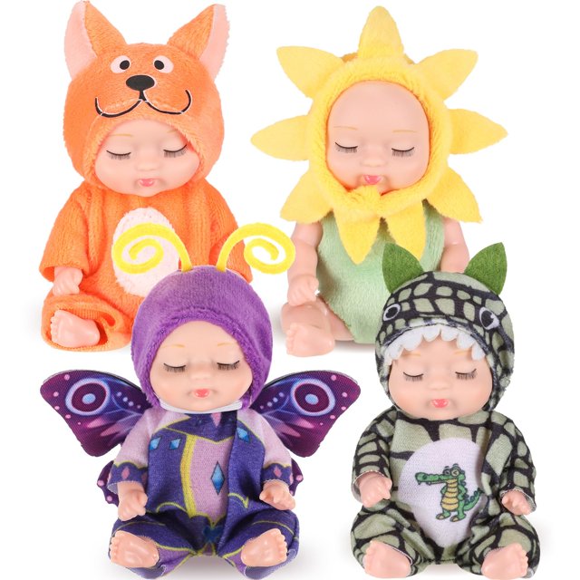 Minimuñecos Hanaive de 11 cm con ropa de animales, 4 unidades, regalo para niños
