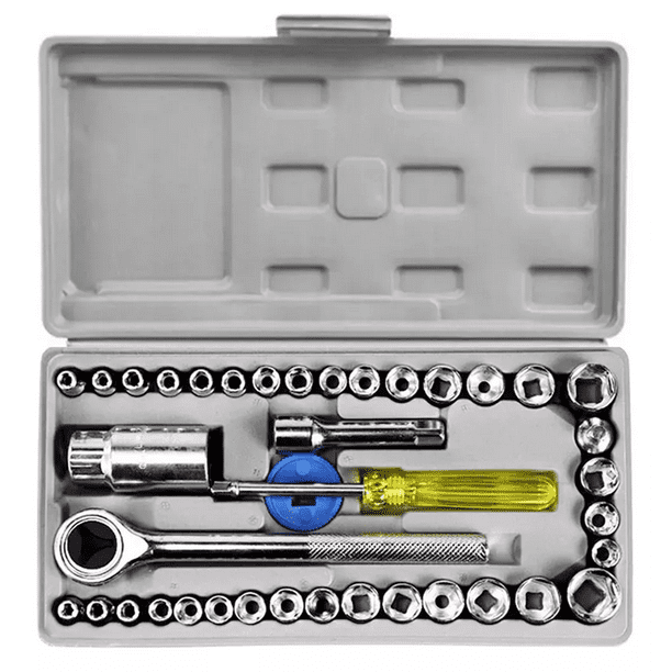 Juego de Herramientas para Auto y motocicleta BLOOSOM 40 piezas Estuche gris