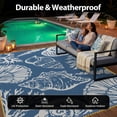 thumbnail image 2 of SIXHOME 8'x10' Waterproof Reversible Outdoor Rug with LED Strip Lights, Coastal Ocean-Inspired Patio Rug, Lightweight Woven Plastic Carpet for RV, Camping, Deck & Balcony, Blue, 2 of 7