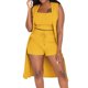 thumbnail image 1 of Conjunto de 3 piezas para mujer con chaleco sin mangas acanalado y pantalones cortos: conjunto informal elástico de color liso para salir de fiesta o para el día a día (tallas S-XXL), 1 of 5