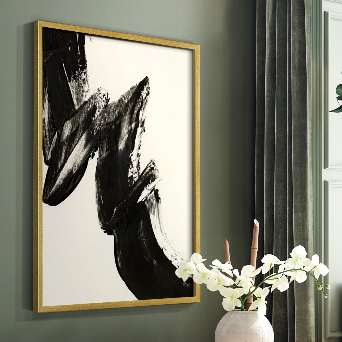 Black Expression II in Gold Solid Wood 16 x 20 Framed Print