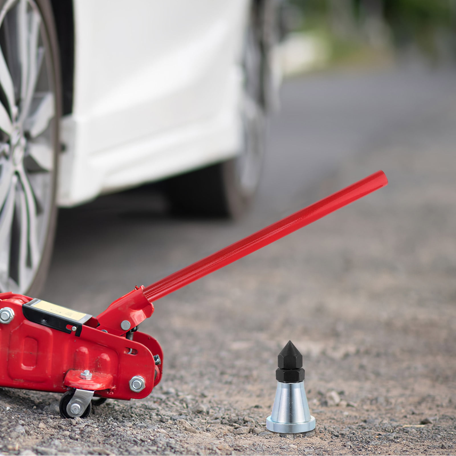 WEUVEB Heavy Duty Adjustable Steel Screw Jack Stand for Vehicle Lifting and Home Garage Use
