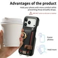 thumbnail image 5 of For iPhone 17 Pro Phone Case,With 360° Rotatable Ring Kickstand,Detachable Long Shoulder Strap,Card Slots,Shockproof Anti-fall PU Leather Anti-Scratch Back,Durable Wallet Phone Case,Black, 5 of 9