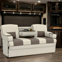 Qualitex Monument Console SL RV Sofa Bed - 68" Wide - Bisque & Light Antelope Ultimate Leather