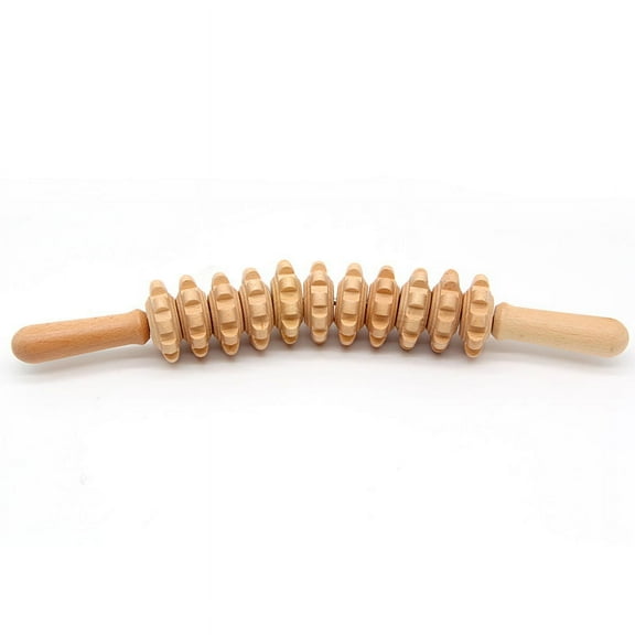 Wood Therapy Massage Tools Anti Cellulite Massage Waist Thigh Muscle Roller Tool Massager Roller Wooden (15.35 inches)