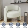 thumbnail image 3 of BELLEZE Sherpa Boucle Chair Set of 2, Modern Barrel Accent Chair Comfy Round Upholstered Armchair Accent Side Chair for Living Room, Bedrooms, Corner - Quinton（White）, 3 of 7
