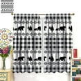 thumbnail image 2 of Rustic Curtains Black and White Buffalo Check Wildlife Woodland Tree Black Silhouette Abstract Art Bedroom Living Room Rod Pocket Decoration Window Drapes 2 Panels W26xL84in, 2 of 6