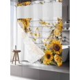 thumbnail image 3 of No Hook Shower Curtain with Snap-in Liner, Farmhouse Sunflower Waterproof Fabric Bathroom Curtains, Vintage Daisy Butterflies Gray Wood Bath Curtains & Mesh Top Window 66"x72", 3 of 9