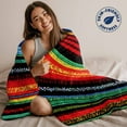 thumbnail image 5 of Flannel Fleece Throw Blanket Colorful Mexican Stripes Lightweight Soft Plush Blankets,Watercolor Line Ethnic Style Cozy Warm Throw Blanket for Couch Sofa Bed Car Office All Season Use 40x50in, 5 of 9