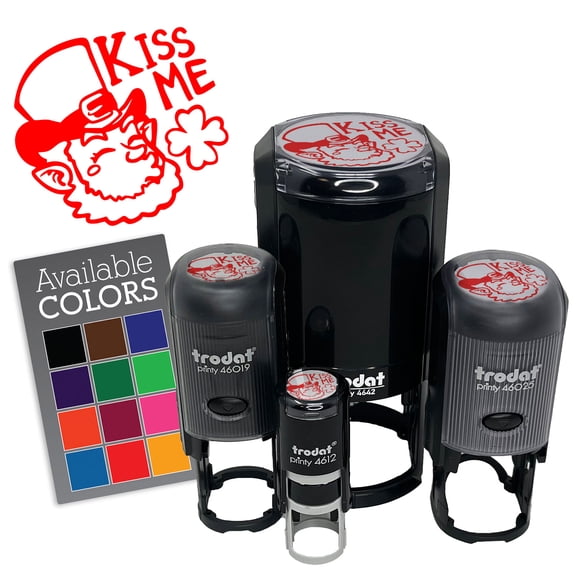 Kiss Me Irish Leprechaun Saint Patricks Day Shamrock Clover Self-Inking Rubber Stamp Ink Stamper for Stamping Crafting Planners - Black Ink - Mini 1/2 Inch