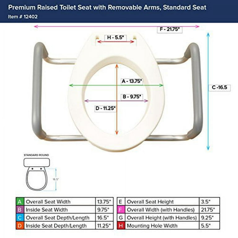 Drive Medical Premium Seat Riser with Removable Arms, White